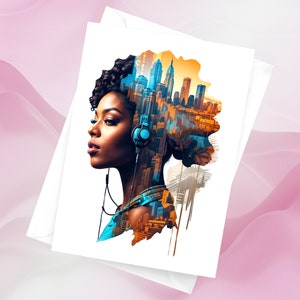 Verjaardagskaart zwarte vrouw, Earthstrong-kaart, Earthday-kaart, etnische verjaardagskaart, etnische wenskaart, gepersonaliseerde wenskaart, aangepaste kaart,