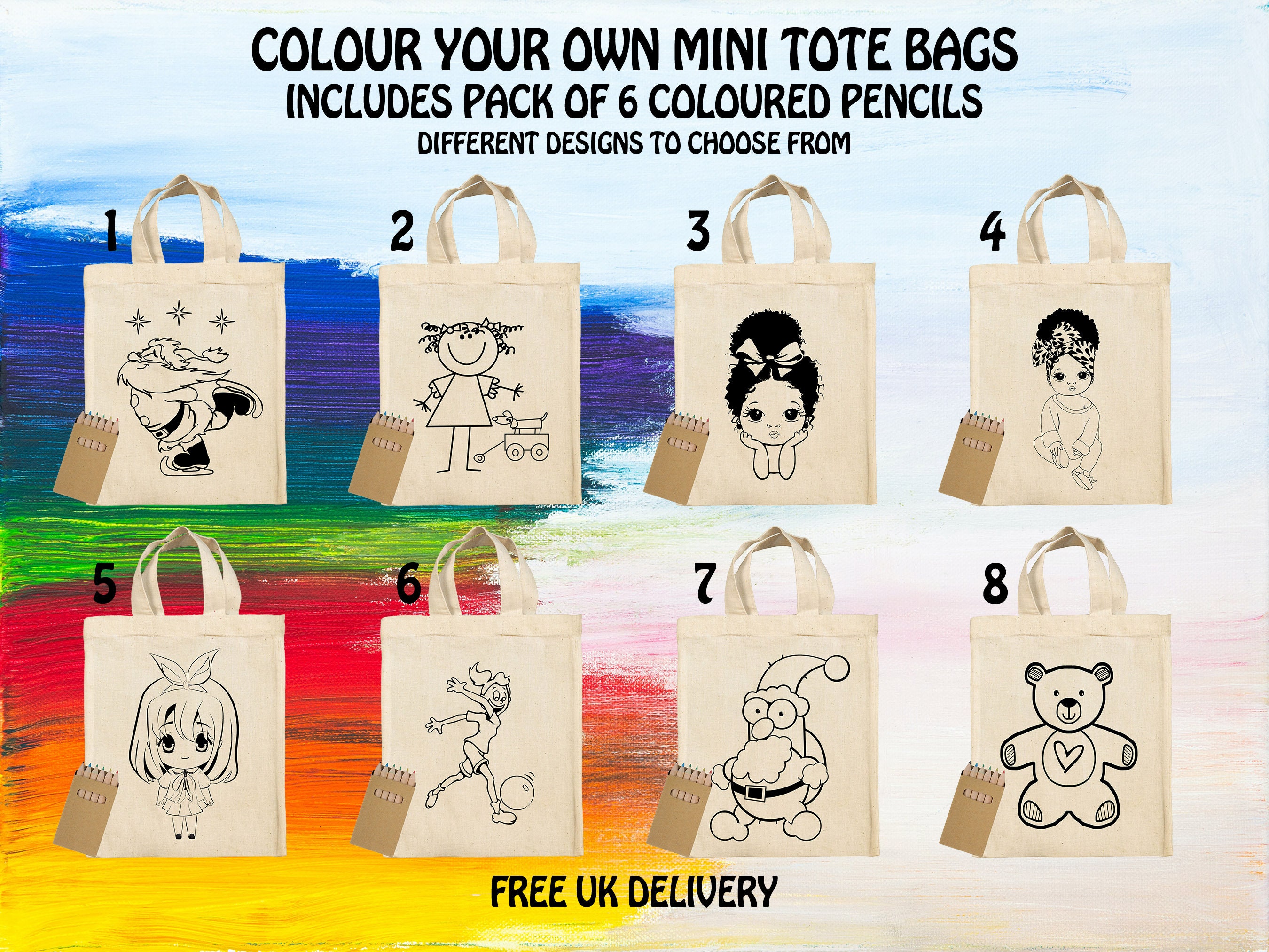 Colour Your Own Tote Bag mini Tote Bags kids Tote Bag child s Tote