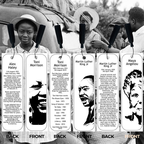 Black History Bookmarks,Black History,Bookmarks,Inspirational Black People,Tasseled Bookmarks,BHM,Black Historic Figues,Black History Gifts,