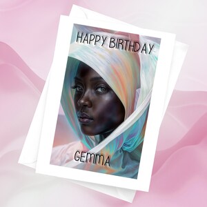 黒人女性の誕生日カード、アースストロングカード、アースデイカード、民族の誕生日カード、民族のグリーティングカード、パーソナライズされたグリーティングカード、カスタムカード、