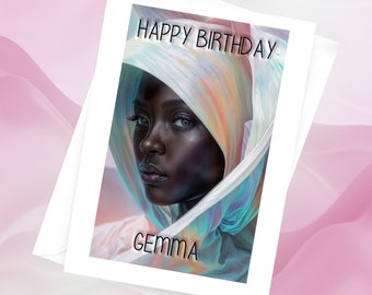 Black Woman Birthday card, Ethnic birthday card, Ethnic greeting card, Personalised greeting card, Black woman birthday card, black cards