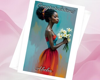 Black Woman Birthday card, Ethnic birthday card, Ethnic greeting card, Personalised greeting card, Black woman birthday card, black cards