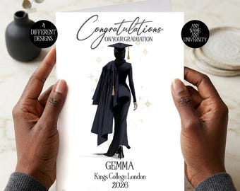 Personalised Muslim Graduation Card, Custom Name University Card, Congratulations,