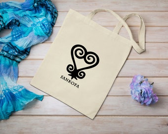 Adinkra, tote bag, cotton, shopping bag, Adinkra Symbols, Sankofa,African, Reusable, 100% Cotton, Eco Shopping Bag, Bag for Life,