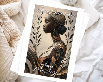 Black Woman Birthday card, Ethnic birthday card, Ethnic greeting card, Personalised greeting card, Black woman birthday card, black cards