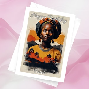 Tarjeta de cumpleaños de mujer negra, tarjeta Earthstrong, tarjeta Earthday, tarjeta de cumpleaños étnica, tarjeta de felicitación étnica, tarjeta de felicitación personalizada, tarjeta personalizada,