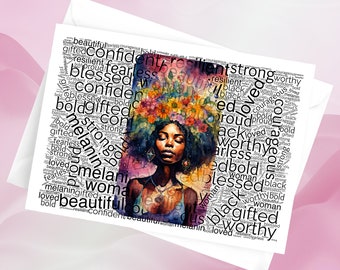 Black Woman Birthday card, Ethnic birthday card, Ethnic greeting card, greeting card for black girl, Black woman birthday card, black cards