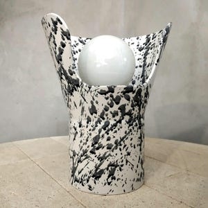 Cowboy chic - White - black modern designer ceramic table lamp.
