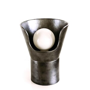 Black metallic modern round designer ceramic lamp