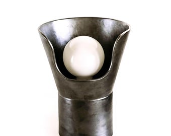 Black metallic modern round designer ceramic lamp