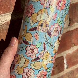 Floral Eevee 20oz Glitter Tumbler