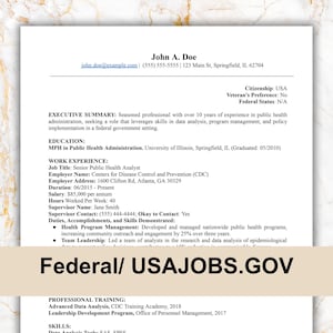 Federal Resume Template Pack – ATS-Compliant, Editable CV for Government Jobs | Resume Writer | Resume Writing Service