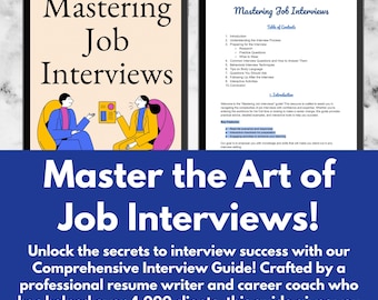 Entrevistas de trabajo magistrales: guía paso a paso de 16 páginas de Career Coach / Resume Service Help