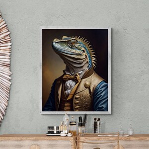 Funny Iguana Art Print: Renaissance Animal Portrait (Digital Download)