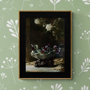 Dark Academia Floral Painting: Moody Vintage Flower Art (Digital Download)