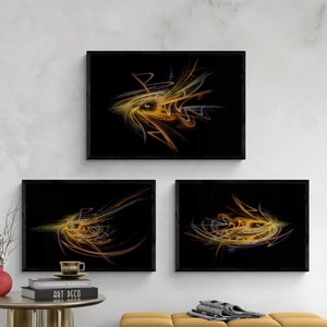 Abstrakte Kunst 3er Set: Orange & Gelbe Poster (Digitaler Download)