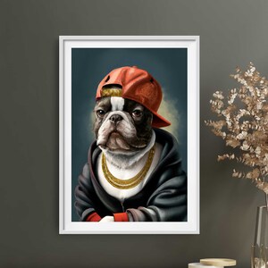 Rapper French Bulldog Art: Funny Bathroom Print (Digital Download)