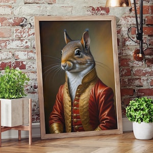 Eichhörnchen Kunstdruck: Renaissance elegantes Tierportrait (Digitaler Download)