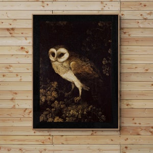 Lámina artística de Moody Owl: Decoración del hogar de Dark Academia (Descarga digital)
