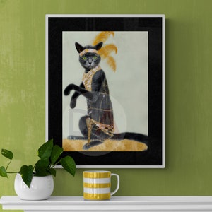 Flapper Cat Art Print: Vintage Style Bathroom Wall Decor (Digital Download)