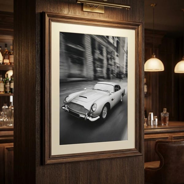 Aston Martin DB5 Art Print | James Bond 007, Classic Car