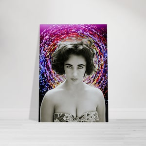 Elizabeth Taylor Art Print: Shimmering Purple Aura, Vintage Hollywood Glamour