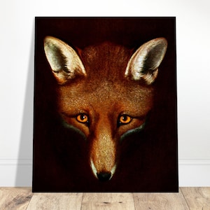 Fox Canvas Print: Vintage Animal Portrait, Dark Academia Wall Art