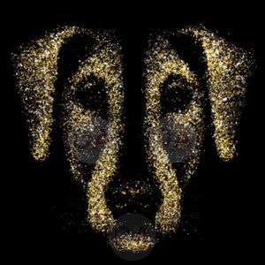 Golden Dog print  | Dog digital print | Dog Illustration | Gold and black Dog Print | Elegant Dog Printable Art | Gift for dog lover