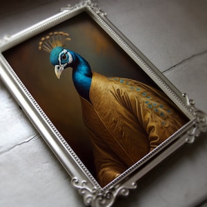 Renaissance Peacock Print: Elegant Animal Portrait (Digital Download)
