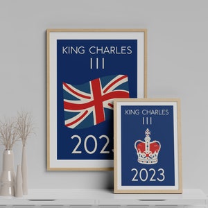 King Charles III Coronation Art Prints: St. Edward&#39;s Crown & Union Jack (Digital Download)