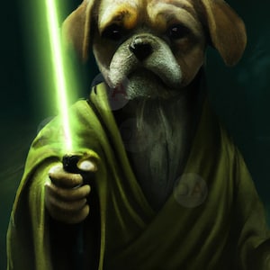 Sci-Fi Dog Art Print: Funny Star Wars Parody (Digital Download)