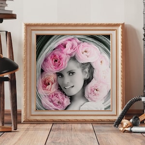 Raquel Welch Rose Print: Vintage Hollywood Glamour Wall Art
