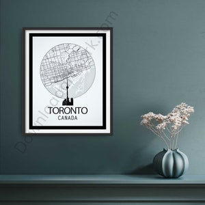 Toronto Stadtplan | Digitaldruck | Landkarte Poster | Stadt Kunstdruck | Toronto Heimatstadt Karte | Bild von Toronto | Schwarz Weiß Druck