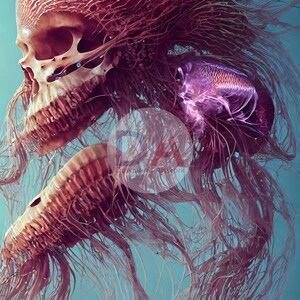 Surreal Skull Creature Art Print: Weird Sea Monster (Digital Download)