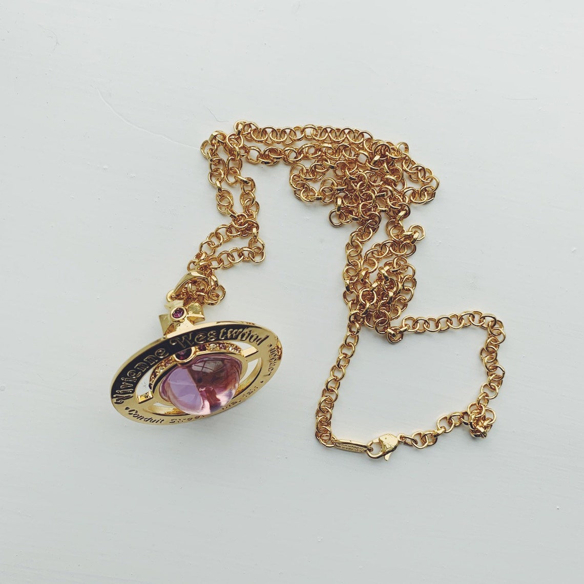 Vivienne Westwood gold and purple large 3d orb pendant chain | Etsy