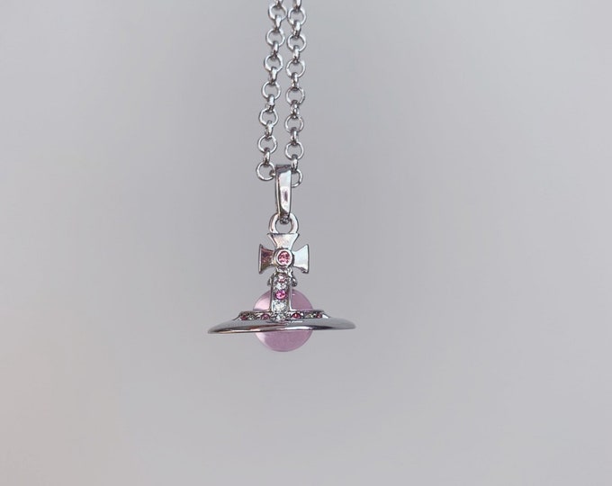 Vivienne Westwood Silber und Pink 3D Orb Anhänger Kette Halskette mit Swarovski Kristallen Etsy.de