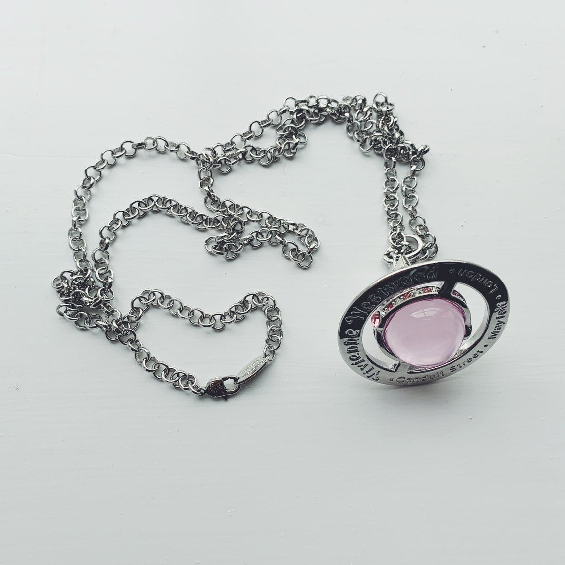 Vivienne Westwood silver and pink large 3d orb pendant chain Etsy