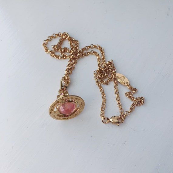 Vivienne Westwood gold and pink 3d orb pendant ch… - image 2