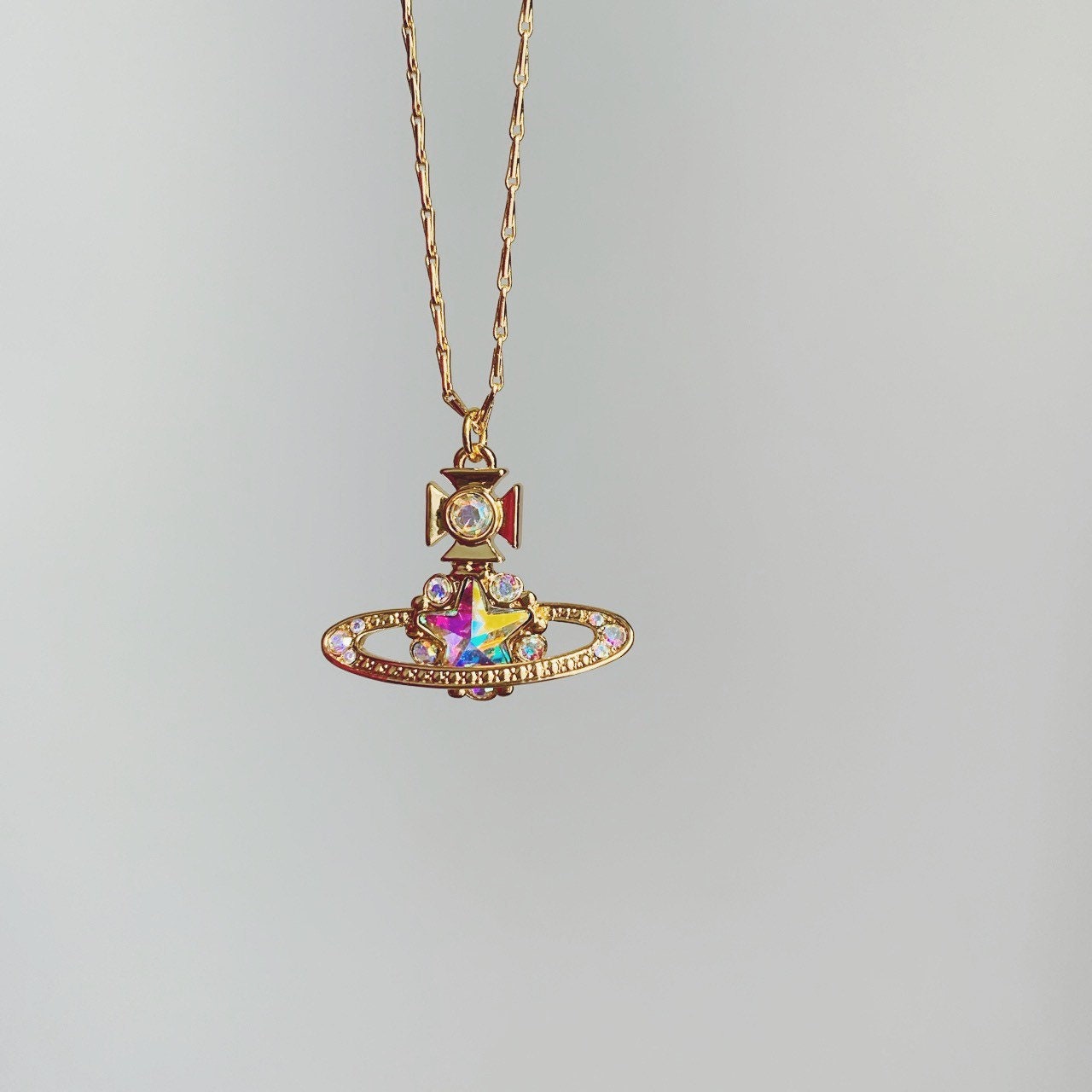 Vivienne Westwood Silver Star Necklace Iridescent Rainbow ...