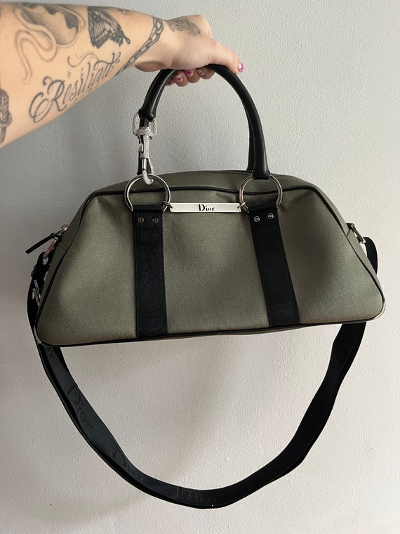 Vintage Dior hardcore handbag bag khaki green bla… - image 1