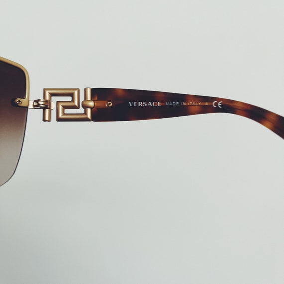 Vintage Versace tortoise rimless shell wrap aroun… - image 5