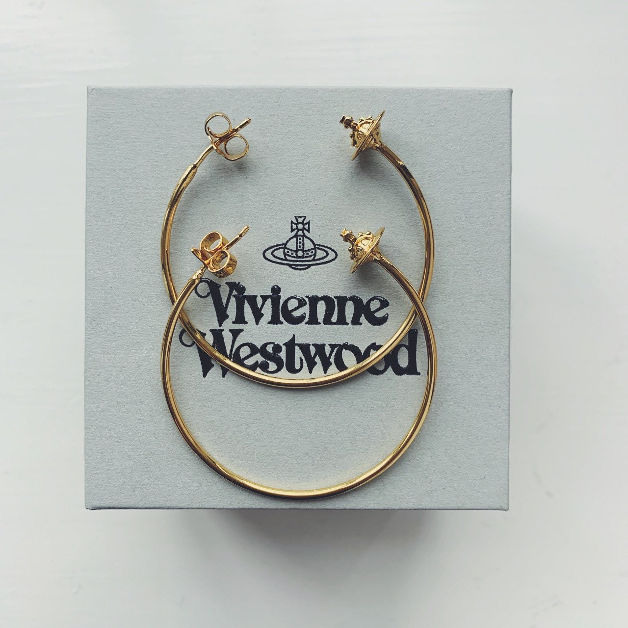 Vivienne Westwood Gold Hoop Earrings With Orb Ends - Etsy UK