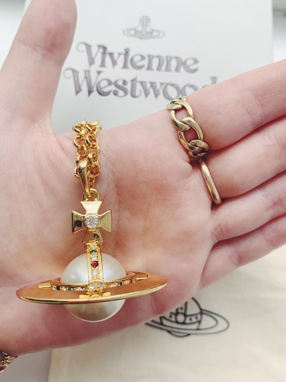 Vivienne Westwood large gold pearl 3d orb pendant… - image 3