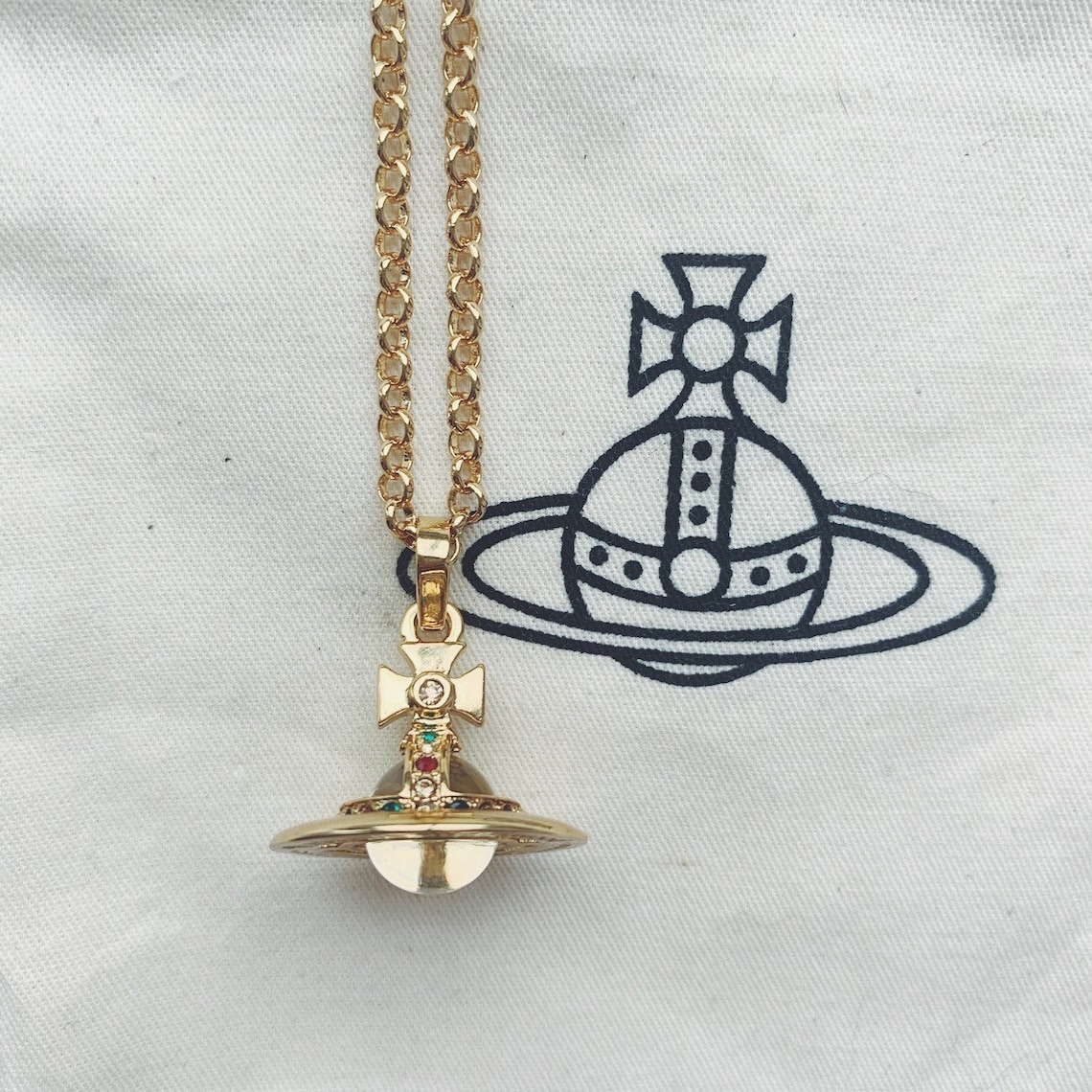 Vivienne Westwood Gold 3D Orb Anhänger Kette Halskette mit Etsy