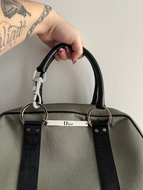 Vintage Dior hardcore handbag bag khaki green bla… - image 2