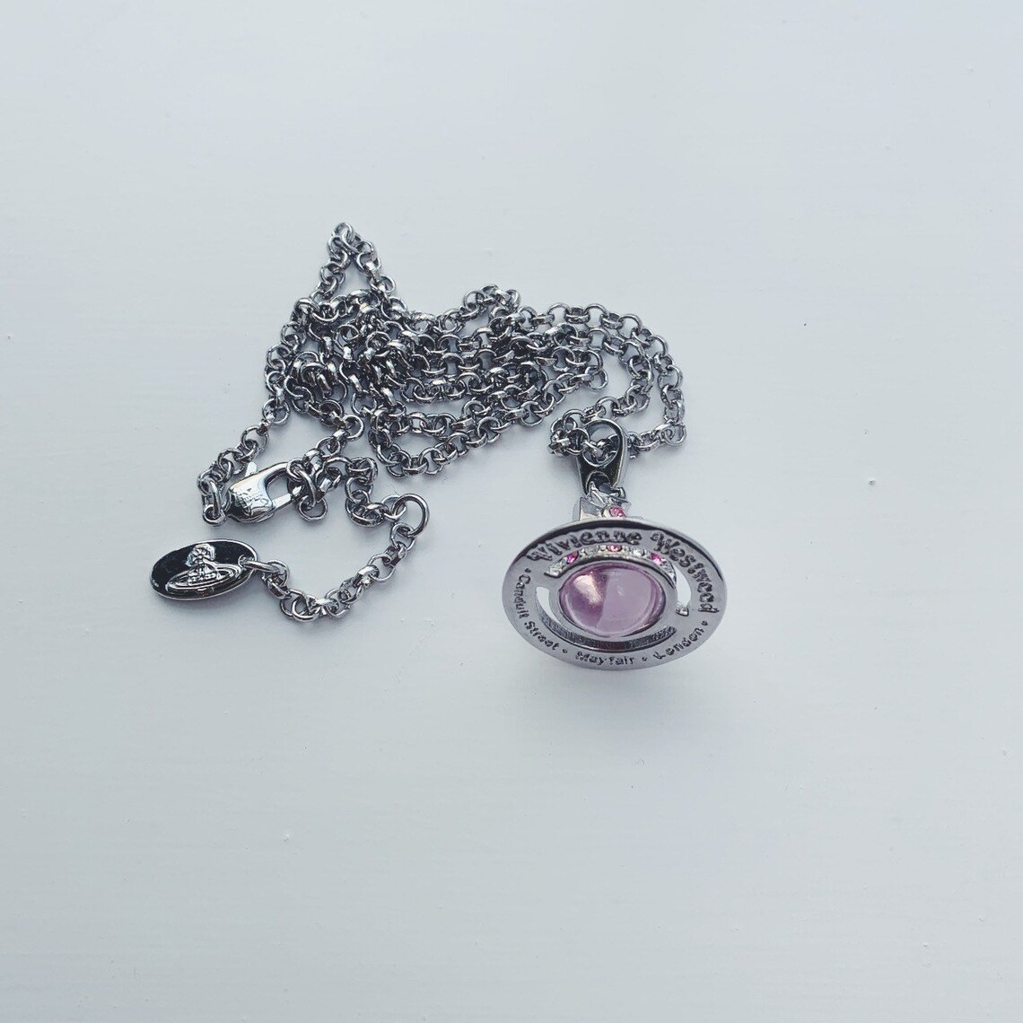 Vivienne Westwood Silber und Pink 3D Orb Anhänger Kette Etsy