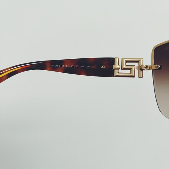 Vintage Versace tortoise rimless shell wrap aroun… - image 6