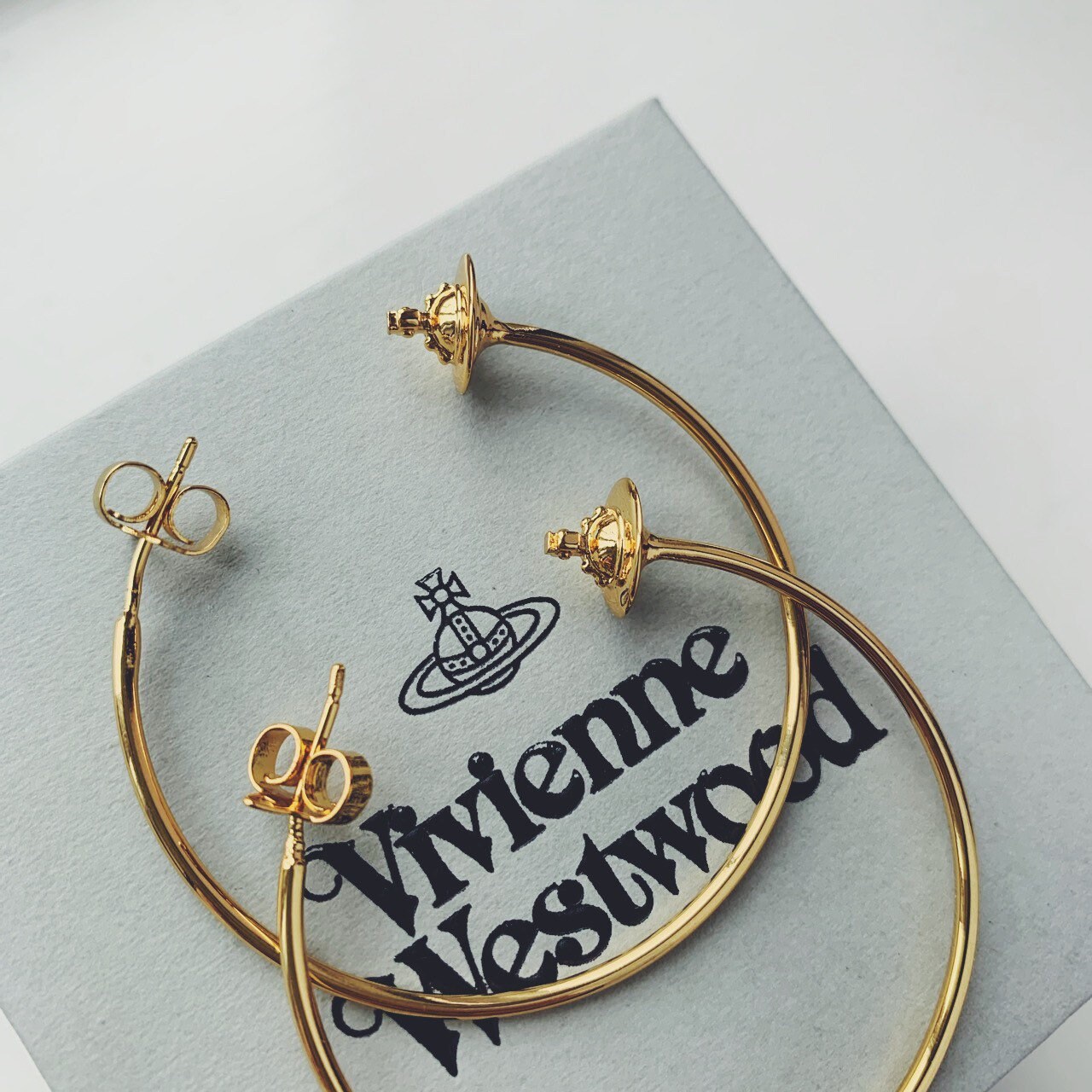 Vivienne Westwood gold hoop earrings with orb ends Etsy