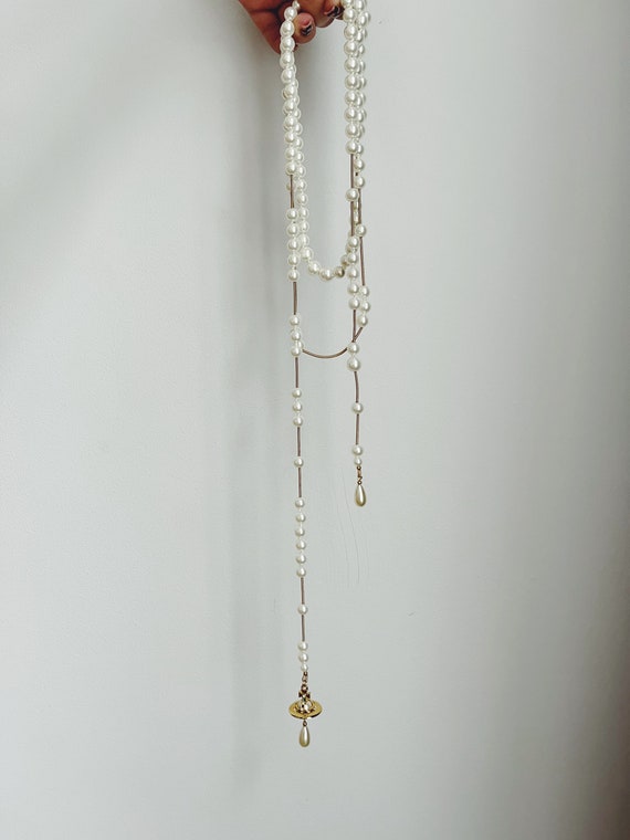 Vivienne Westwood long layered gold pearl necklac… - image 2