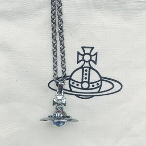 Vivienne Westwood Gunmetal Dark Silver 3d Orb Pendant Chain Necklace ...